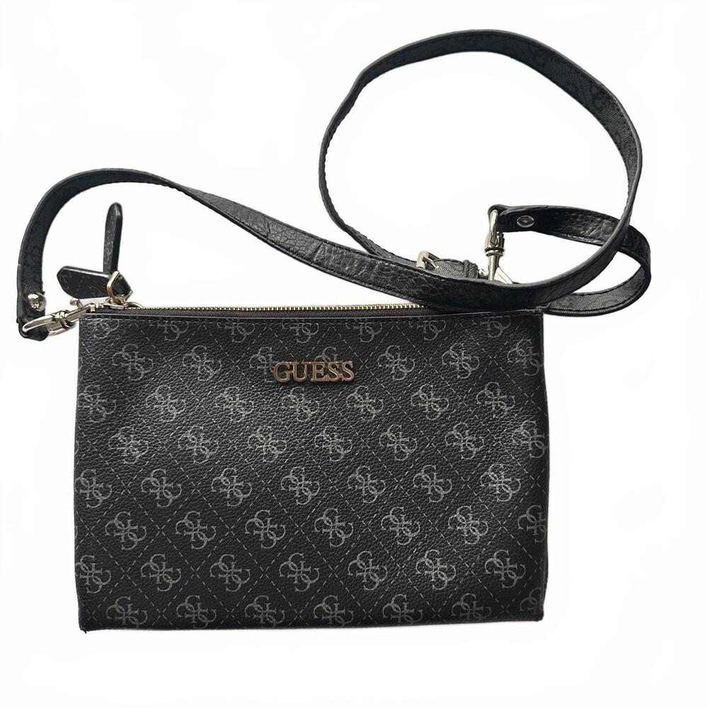 Guess Black Monogram Small Crossbody Ajustable Strap Bag